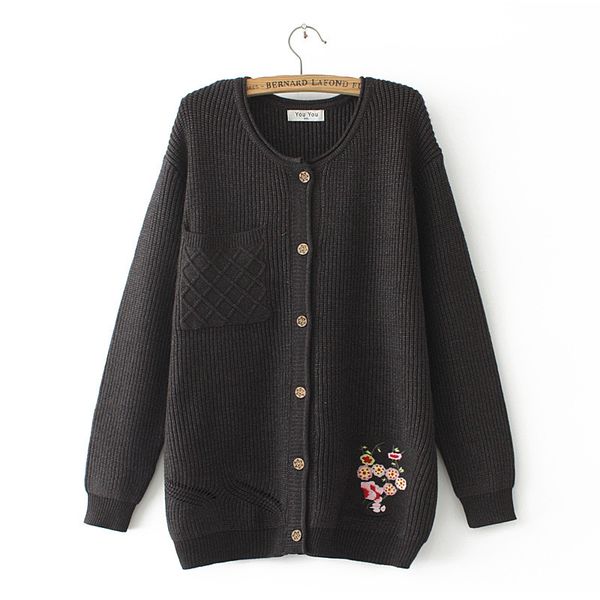 size blue more khaki black woman autumn cardigans flower button embroidered vintage outerwear sweaters e74v, White;black
size blue more khaki black woman autumn cardigans flower button embroidered vintage outerwear sweaters e74v, White;black