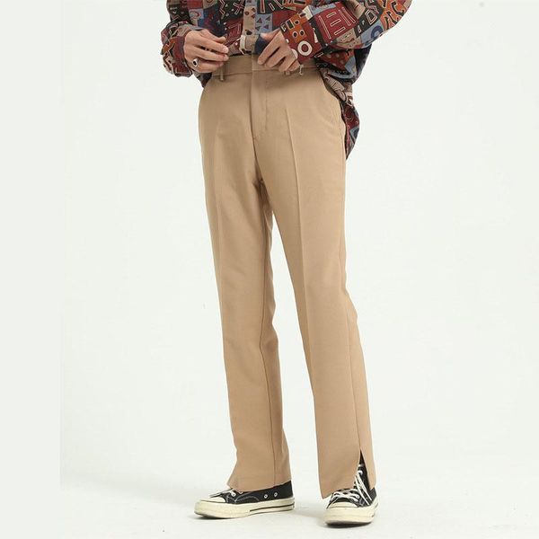 men side split casual straight suit pant male japan korea style loose vintage fashion streetwear trousers solid color pants1, White;black
men side split casual straight suit pant male japan korea style loose vintage fashion streetwear trousers solid color pants1, White;black