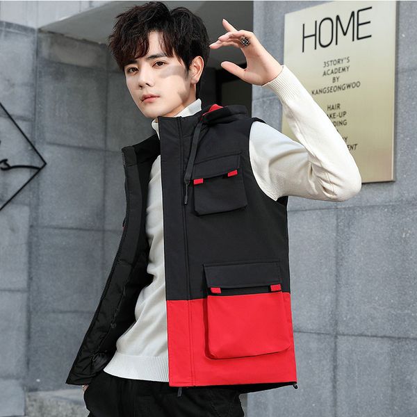 autumn and winter men's vest trend personality wild down cotton new vest large size warm jacket, Black;white
autumn and winter men's vest trend personality wild down cotton new vest large size warm jacket, Black;white