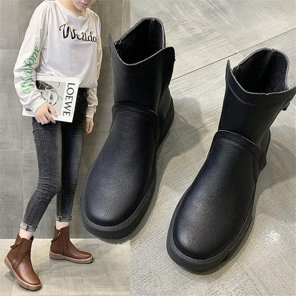 2020 women leather round toe side zipper ankle boots autumn winter wear-resistant non-slip comfortable women boots, Black
2020 women leather round toe side zipper ankle boots autumn winter wear-resistant non-slip comfortable women boots, Black