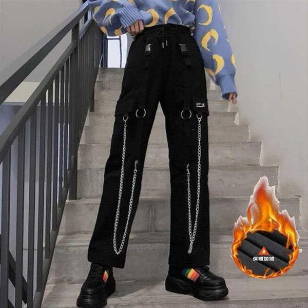vintage high street iron chains big pockets high waist pants casual loose elastic waist hip hop straight pants women me, Black;white
vintage high street iron chains big pockets high waist pants casual loose elastic waist hip hop straight pants women me, Black;white