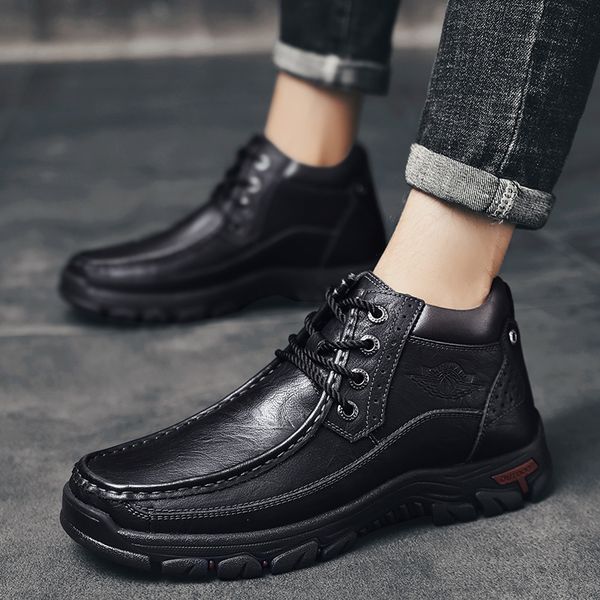 men genuine leather lace up man casual autumn botas mujer outdoor fashion ankle boots male comfortable shoes, Black
men genuine leather lace up man casual autumn botas mujer outdoor fashion ankle boots male comfortable shoes, Black
