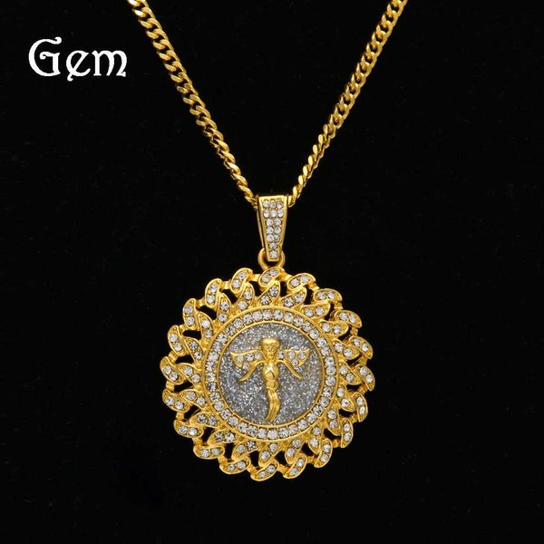 hip hop inlaid angel gold pink dot diamond cuban chain rimmed round tag necklace, Silver
hip hop inlaid angel gold pink dot diamond cuban chain rimmed round tag necklace, Silver