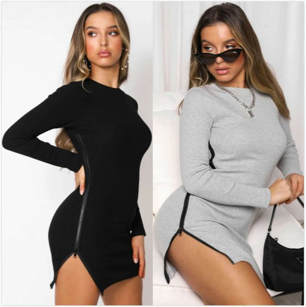 autumn / winter 2020 women's new ins style zipper split long sleeve slim bottoming buttock dress, Black;gray
autumn / winter 2020 women's new ins style zipper split long sleeve slim bottoming buttock dress, Black;gray