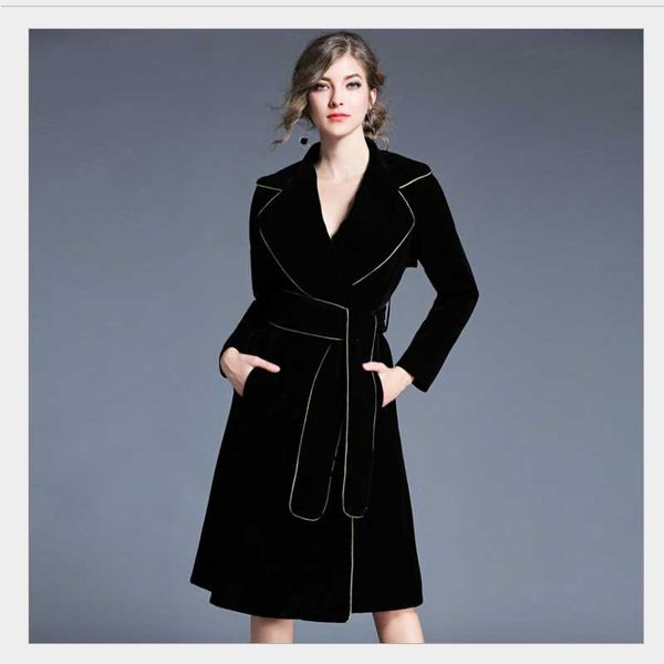 women's trench coats autumn and winter coat gold trim suit tie long sleeve waist velvet windbreaker jacket casual black, Tan;black
women's trench coats autumn and winter coat gold trim suit tie long sleeve waist velvet windbreaker jacket casual black, Tan;black