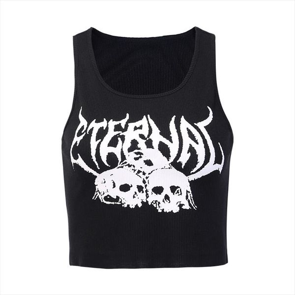 dark gorhic symbol skull eternal letter printed knit short tank women girls summer crop punk tanks vest sleeveless camis, White
dark gorhic symbol skull eternal letter printed knit short tank women girls summer crop punk tanks vest sleeveless camis, White