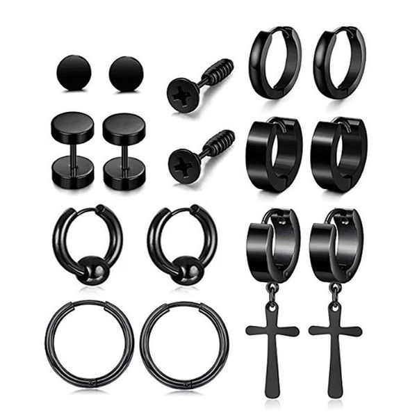 1 pair punk black multiple styles stainless/titanium steel stud earrings for men and women gothic street pop hip hop ear jewelry, Golden
1 pair punk black multiple styles stainless/titanium steel stud earrings for men and women gothic street pop hip hop ear jewelry, Golden