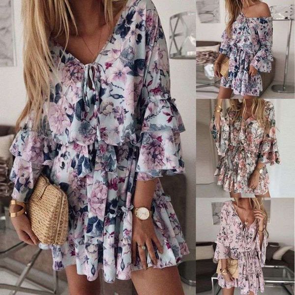 summer women's v-neck bandage 2020 long sleeve floral skirt hem dress, Black;gray
summer women's v-neck bandage 2020 long sleeve floral skirt hem dress, Black;gray