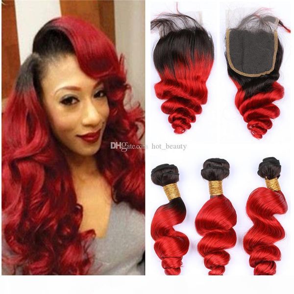 black to red ombre loose wave 3bundles with closure 4pcs lot dark root brazilian virgin human hair #1b red ombre weave extensions
black to red ombre loose wave 3bundles with closure 4pcs lot dark root brazilian virgin human hair #1b red ombre weave extensions