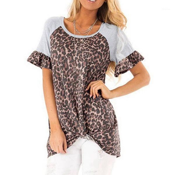 women's t-shirt women's round neck leopard flared sleeve short-sleeved t-shirt1, White
women's t-shirt women's round neck leopard flared sleeve short-sleeved t-shirt1, White