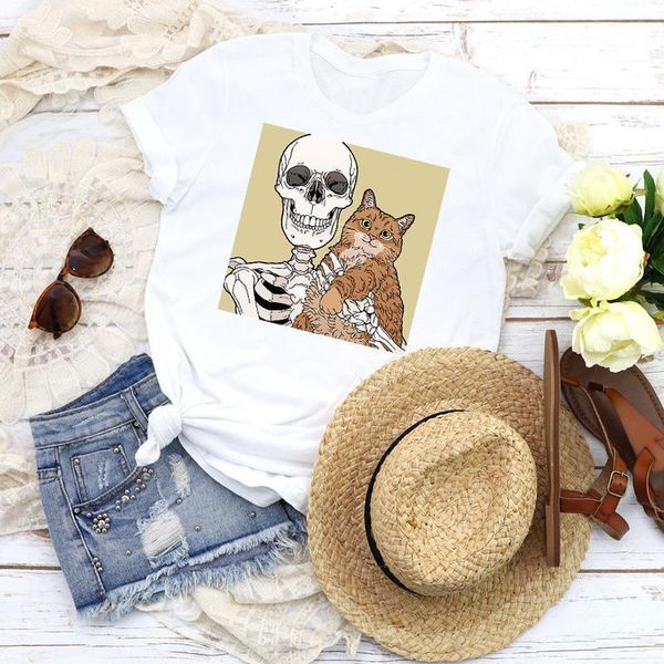 women graphic skull horror short sleeve cute halloween cartoon 90s print tees clothing female t shirt shirt womens t-shirt, White
women graphic skull horror short sleeve cute halloween cartoon 90s print tees clothing female t shirt shirt womens t-shirt, White