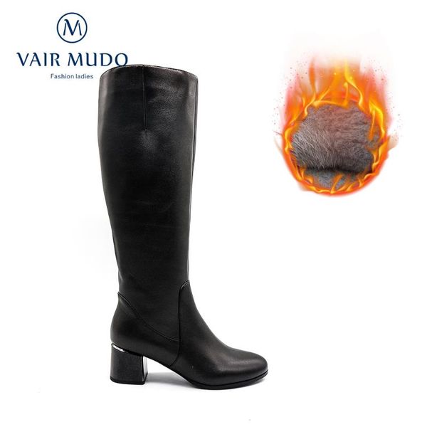 vair mudo genuine leather knee-high boots shoes women thick heels wool round toe zip footwear elegant shoes zt4, Black
vair mudo genuine leather knee-high boots shoes women thick heels wool round toe zip footwear elegant shoes zt4, Black