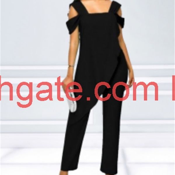 2020 spring and summer new women's temperament women's basic v-neck irregular jumpsuit, White;black 
2020 spring and summer new women's temperament women's basic v-neck irregular jumpsuit, White;black