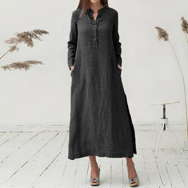 women kaftan v-neck cotton ankle-length long sleeve plain casaul oversize ido vestidos sukienki maxi dress plus #05221, Black;gray
women kaftan v-neck cotton ankle-length long sleeve plain casaul oversize ido vestidos sukienki maxi dress plus #05221, Black;gray