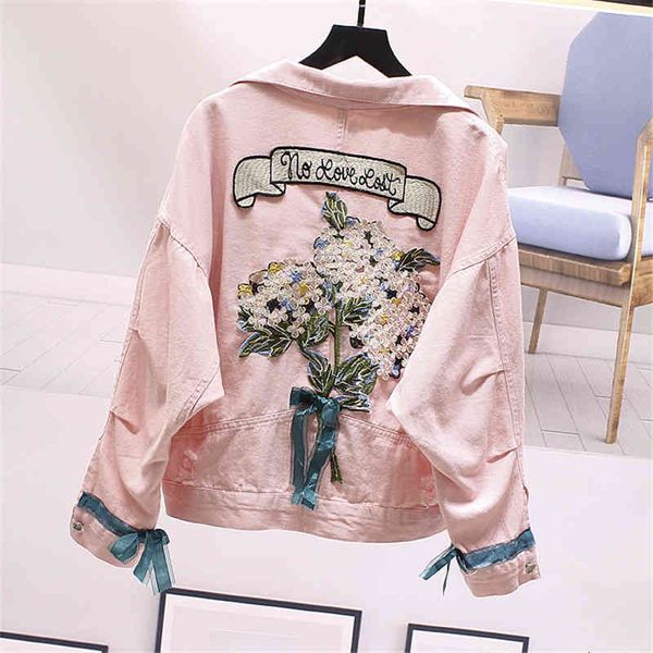 women's jackets autumn korean style embroidery flowers short denim jacket coat women outerwear loose pink yellow white jeans female 4ca, Black;brown
women's jackets autumn korean style embroidery flowers short denim jacket coat women outerwear loose pink yellow white jeans female 4ca, Black;brown