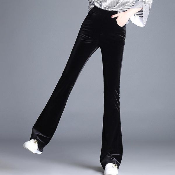 women's pants & capris 2021 women velvet long autumn winter fashion flare high waist soild color silm office ladies elastic casual, Black;white
women's pants & capris 2021 women velvet long autumn winter fashion flare high waist soild color silm office ladies elastic casual, Black;white