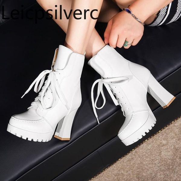 women's boots autumn and winter the new fashion round head lace thick heel high heel short tube women's shoes plus size 33-43, Black
women's boots autumn and winter the new fashion round head lace thick heel high heel short tube women's shoes plus size 33-43, Black