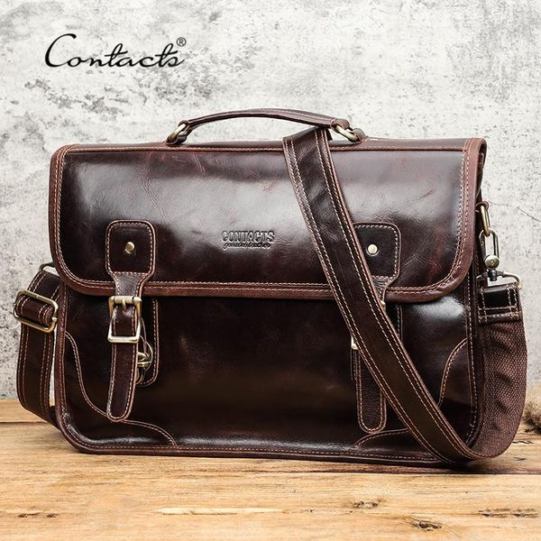 contact's men briefcase bag genuine leather shoulder messenger bags business office lapbag for 14 inch quality tote handbags
contact's men briefcase bag genuine leather shoulder messenger bags business office lapbag for 14 inch quality tote handbags