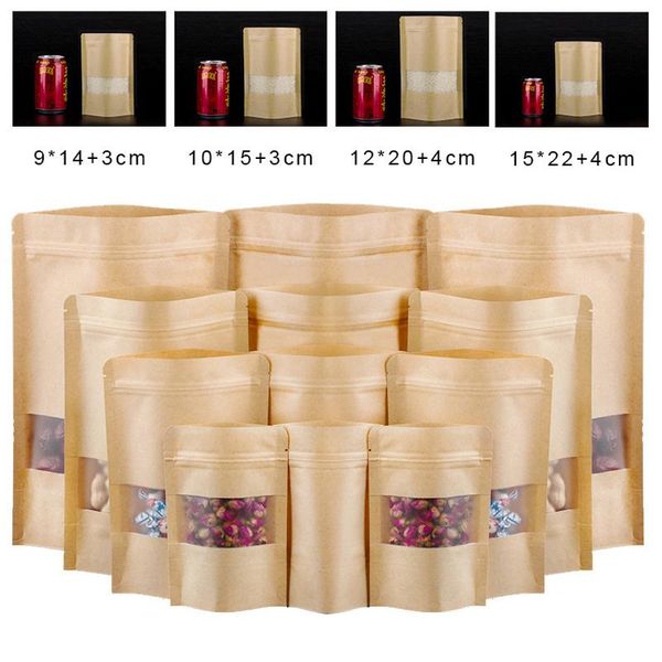 storage bags 100 pcs packaging zip kraft paper window bag stand up gift dried fruit pouches zipper self sealing 
storage bags 100 pcs packaging zip kraft paper window bag stand up gift dried fruit pouches zipper self sealing