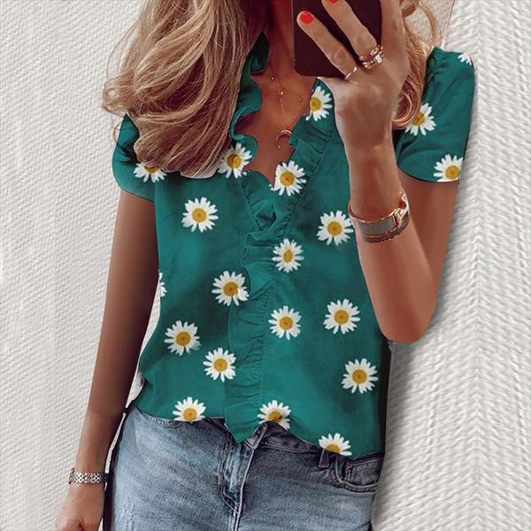 2020 women shirts daisy blouse summer short sleeve blouse shirt elegant fashion ruffle v neck womens and tunic, White
2020 women shirts daisy blouse summer short sleeve blouse shirt elegant fashion ruffle v neck womens and tunic, White