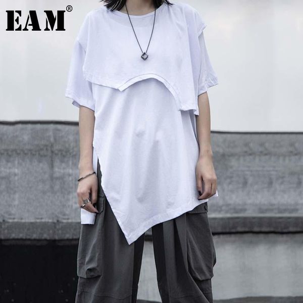 women white irregular hem split big size t-shirt round neck half sleeve fashion tide spring summer kg-822
women white irregular hem split big size t-shirt round neck half sleeve fashion tide spring summer kg-822