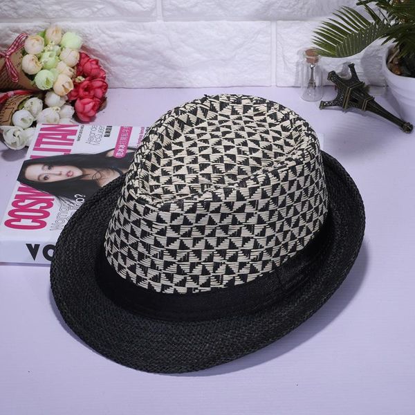 summer autumn fashion triangle straw jazz hat with band curling brim cap beach panama caps fedora hats for women and men1, Blue;gray
summer autumn fashion triangle straw jazz hat with band curling brim cap beach panama caps fedora hats for women and men1, Blue;gray
