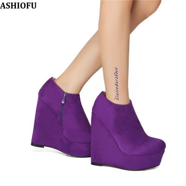 ashiofu handmade womens wadge heel pumps wedding party prom dress shoes side-zipper evening fashion court shoes1, Black