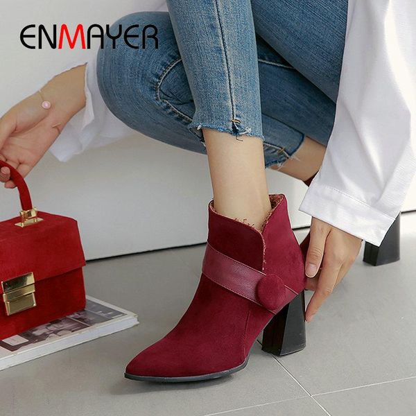 boots enmayer winter ankle faux suede slip-on hoof heels women pointed toe short plush black size 34-43
boots enmayer winter ankle faux suede slip-on hoof heels women pointed toe short plush black size 34-43