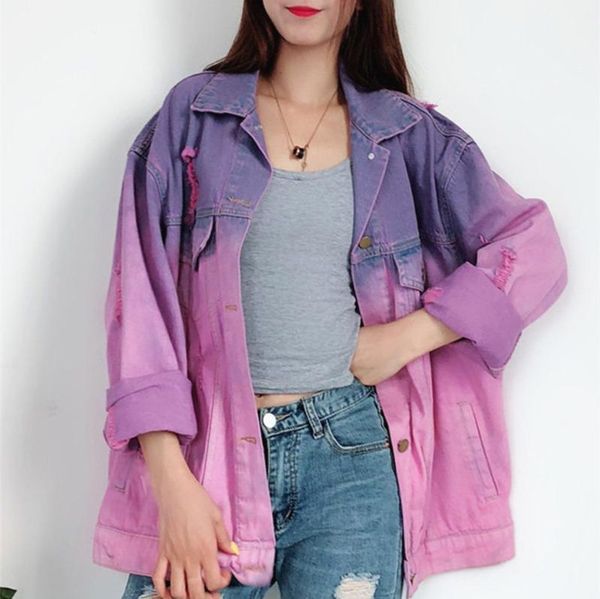 street style oversized frayed denim jacket for women faded purple jeans jacket veste femme female loose basic short a9123, Black;brown
street style oversized frayed denim jacket for women faded purple jeans jacket veste femme female loose basic short a9123, Black;brown