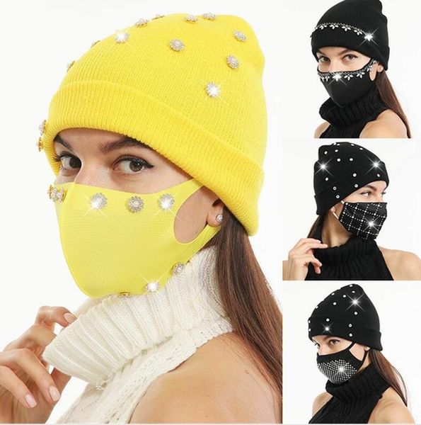 13color hat with mask set fashion diamond decoration winter knit beanies hat thick warm mask caps women windproof outdoor ski cap e112104, Yellow
13color hat with mask set fashion diamond decoration winter knit beanies hat thick warm mask caps women windproof outdoor ski cap e112104, Yellow