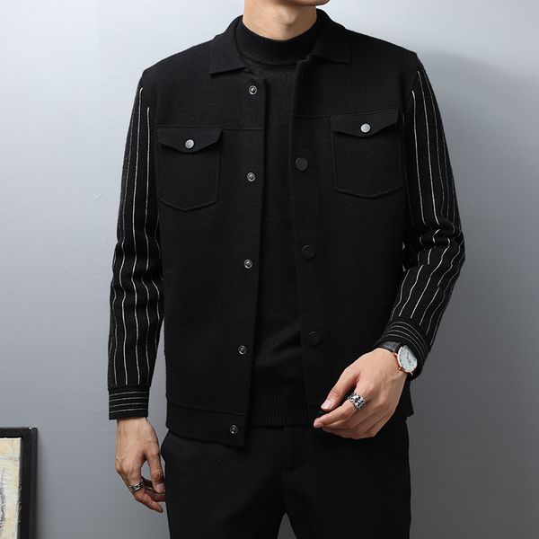 fashion jacket men's autumn wool fine casual wear striped shreds sleeve turn down collar coat rik3, Black;brown
fashion jacket men's autumn wool fine casual wear striped shreds sleeve turn down collar coat rik3, Black;brown