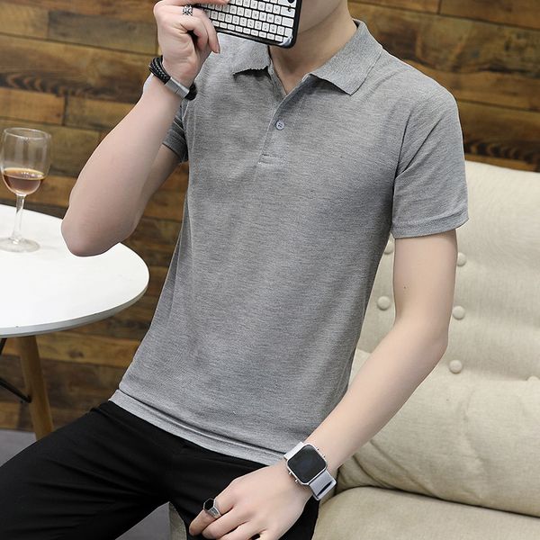 summer short t-shirt lapel loose couple solid color bead cloth half sleeve polo men's shirt, White;black
summer short t-shirt lapel loose couple solid color bead cloth half sleeve polo men's shirt, White;black
