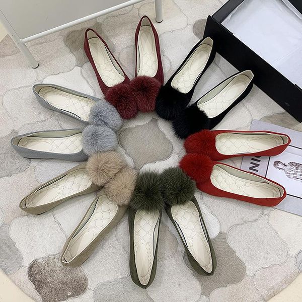 hair ball single shoes women spring and autumn fashion suede flat women's shoes shallow mouth all-match large size women's, Black
hair ball single shoes women spring and autumn fashion suede flat women's shoes shallow mouth all-match large size women's, Black