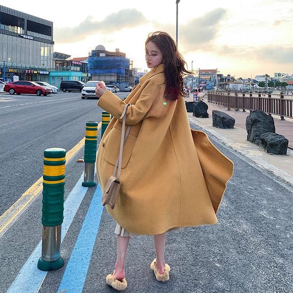 women's wool & blends korean style 2021 winter 100% coat fashion long warm elegant coats female autumn woman jacket outwear veste femme, Black
women's wool & blends korean style 2021 winter 100% coat fashion long warm elegant coats female autumn woman jacket outwear veste femme, Black