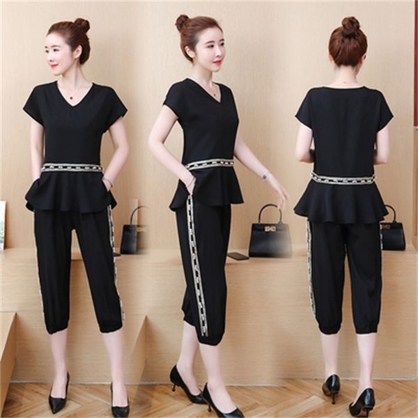 female plus size suits and sets of two pieces korean summer clothes femme feminine training fg8p, White
female plus size suits and sets of two pieces korean summer clothes femme feminine training fg8p, White