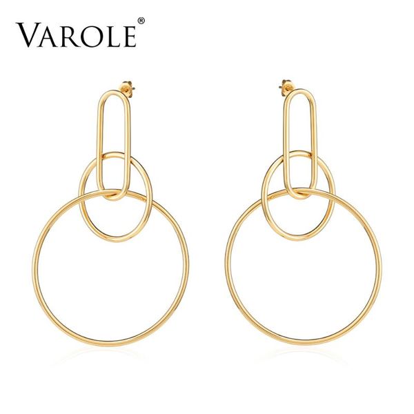 varole big round geometry earrings gold color stainless steel long drop earrings for women earings jewelry gift, Silver
varole big round geometry earrings gold color stainless steel long drop earrings for women earings jewelry gift, Silver