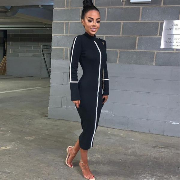 color wind 2020 summer new women's contrast long sleeve temperament slim mid length dress, Black;gray
color wind 2020 summer new women's contrast long sleeve temperament slim mid length dress, Black;gray