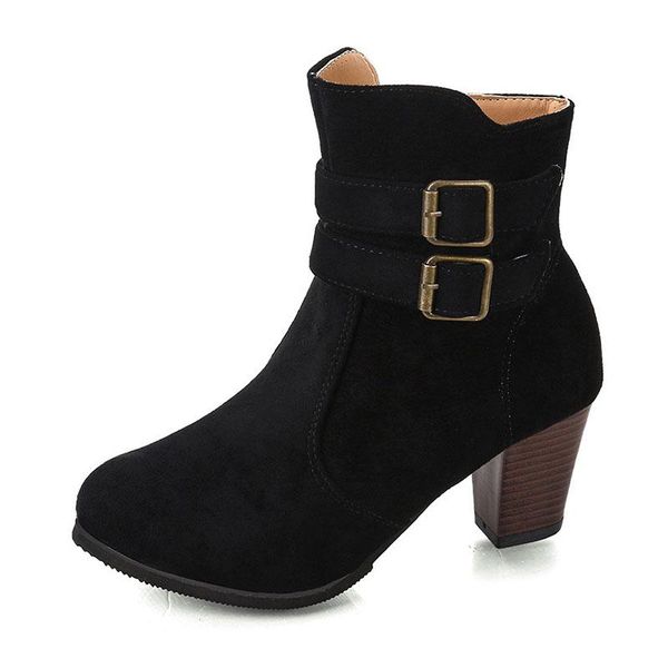 cozulma women autumn flock buckle boots mid heel shoes lady fashion ankle boots female booties plus size 35-43, Black
cozulma women autumn flock buckle boots mid heel shoes lady fashion ankle boots female booties plus size 35-43, Black
