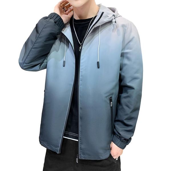 men's jackets spring sports jacket hooded zipper gradient coat, Black;brown