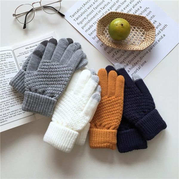 five fingers gloves creative solid color simple versatile knit warm thickened finger touch work women, Blue;gray
five fingers gloves creative solid color simple versatile knit warm thickened finger touch work women, Blue;gray