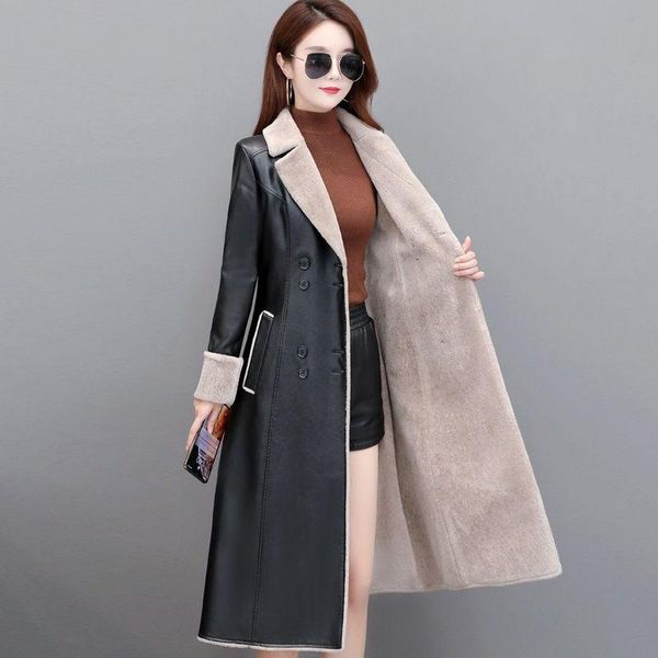 women's leather & faux winter jacket coat plus velvet thick long large size outerwear fashion lady suit collar windbreaker parka y1198, Black
women's leather & faux winter jacket coat plus velvet thick long large size outerwear fashion lady suit collar windbreaker parka y1198, Black