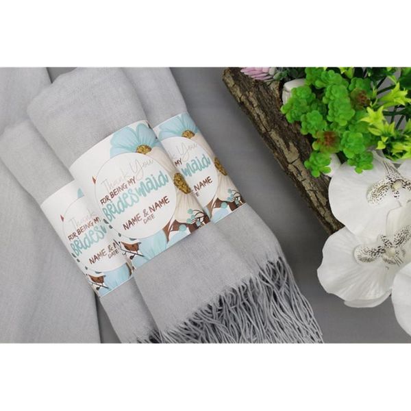 scarves 10pcs personalised light gray shawl, long cotton wrap, ladies scarf headband, wedding favor gifts, bridesmaid proposal, Blue;gray
scarves 10pcs personalised light gray shawl, long cotton wrap, ladies scarf headband, wedding favor gifts, bridesmaid proposal, Blue;gray