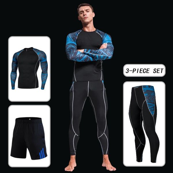 running sets men compression 3 pcs yoga set fitness sports suits gym long sleeve clothing shirts leggings workout pants, Black;blue
running sets men compression 3 pcs yoga set fitness sports suits gym long sleeve clothing shirts leggings workout pants, Black;blue