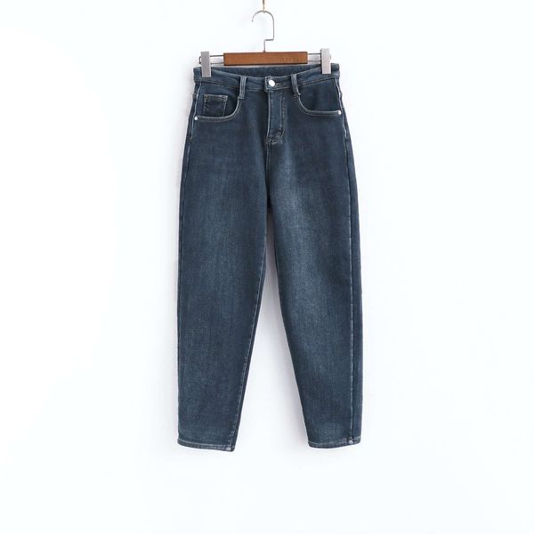 011459 high waisted plush jeans straight tube loose winter new father harun radish women's pants, Blue
011459 high waisted plush jeans straight tube loose winter new father harun radish women's pants, Blue