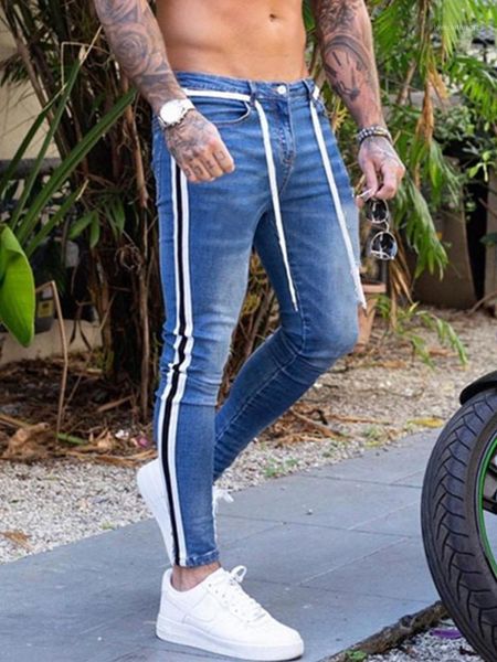 men's jeans 2021 men's side stripe painted skinny slim fit straight no ripped distressed pleated knee patch denim pants stretch je, Blue
men's jeans 2021 men's side stripe painted skinny slim fit straight no ripped distressed pleated knee patch denim pants stretch je, Blue