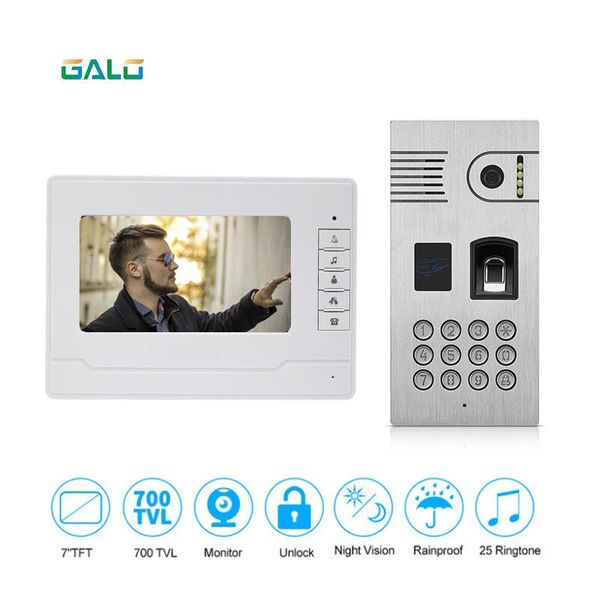 7'' color wired video with fingerprint recognition and rfid reader optional intercom system doorbell camera ir night vision
7'' color wired video with fingerprint recognition and rfid reader optional intercom system doorbell camera ir night vision