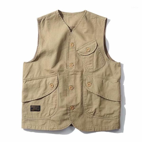 2020 japan autumn retro cotton vest men's fashion multi-pockets cargo vests amekaji sleeveless jacket men casual waistcoat w8761, Black;white 
2020 japan autumn retro cotton vest men's fashion multi-pockets cargo vests amekaji sleeveless jacket men casual waistcoat w8761, Black;white