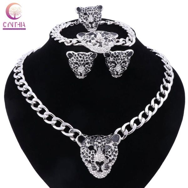 women gold color silver plated boho jewelry sets with earrings leopard head crystal statement necklace for party necklace
women gold color silver plated boho jewelry sets with earrings leopard head crystal statement necklace for party necklace
