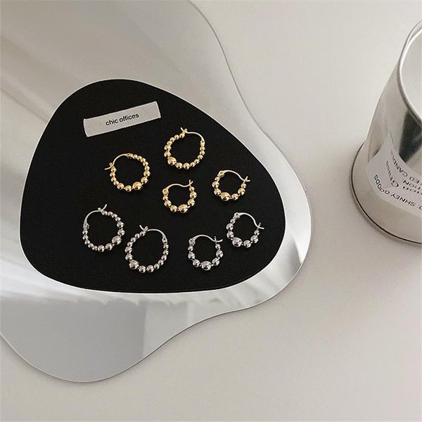 hoop & huggie 2021 korean beaded metal ball vintage simple earrings for women fashion jewelry gift party pendientes mujer, Golden;silver
hoop & huggie 2021 korean beaded metal ball vintage simple earrings for women fashion jewelry gift party pendientes mujer, Golden;silver