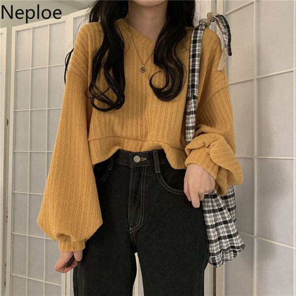 neploe v neck lantern long sleeve knit pullover sweater women retro loose crazy style short mutlicolor pull femme autumn 48271 lj201126, White;black
neploe v neck lantern long sleeve knit pullover sweater women retro loose crazy style short mutlicolor pull femme autumn 48271 lj201126, White;black